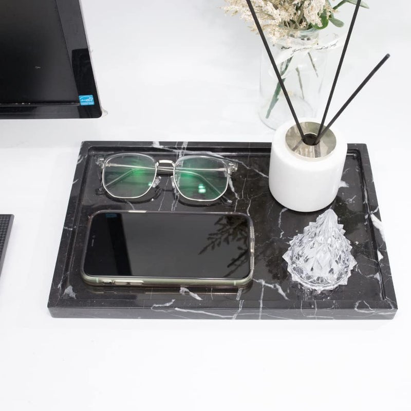 Future stone 100% Natural Marble Serving Tray Luxury Marble Storage Tray for Home Decor Stone Tray for Bathroom/Kitchen/Vanity/Dresser,Plate Holder for Tissues, Candles, Towel - Image 5